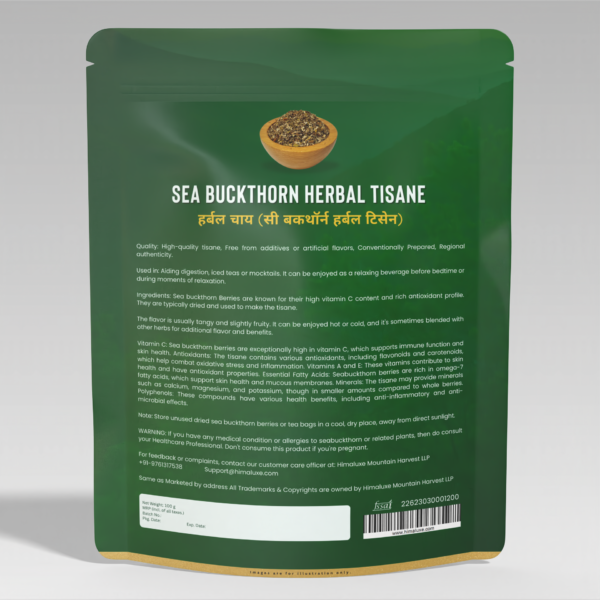 Handcrafted Sea Buckthorn Herbal  Tea (Tisane)- Individual Pouch - Image 2